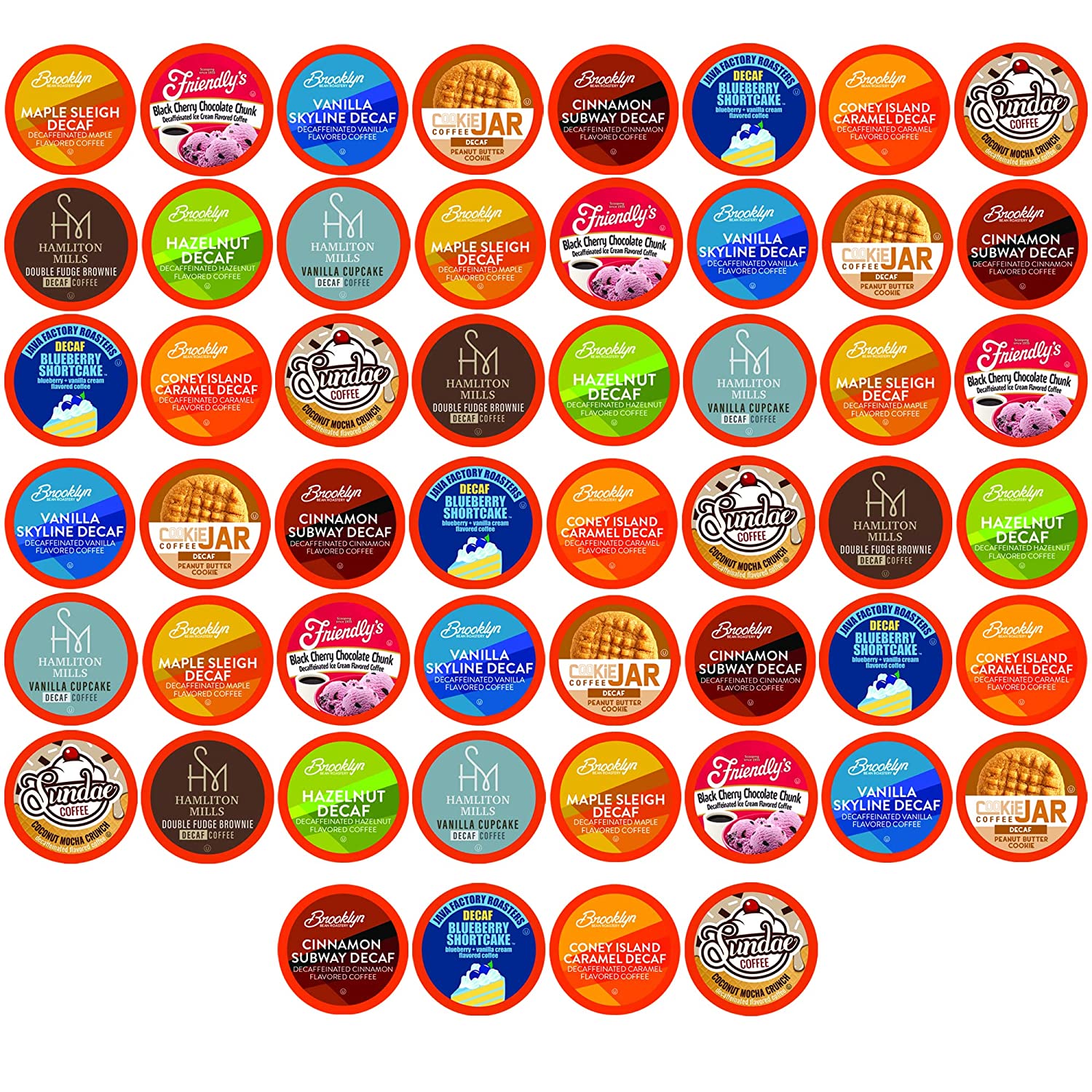 TWO RIVERS COFFEE DECAFFEINATED FLAVORED COFFEE PODS VARIETY PACK